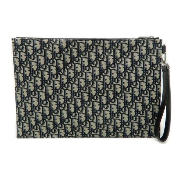 Dior Handbags - Dior Pouch Black Canvas Clutch A4  Beige Bag Calf Jacquard Navy Oblique